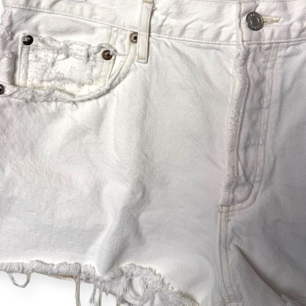 Agolde Parker Distressed White Raw Hem Denim Shorts 30 - Picture 3 of 9